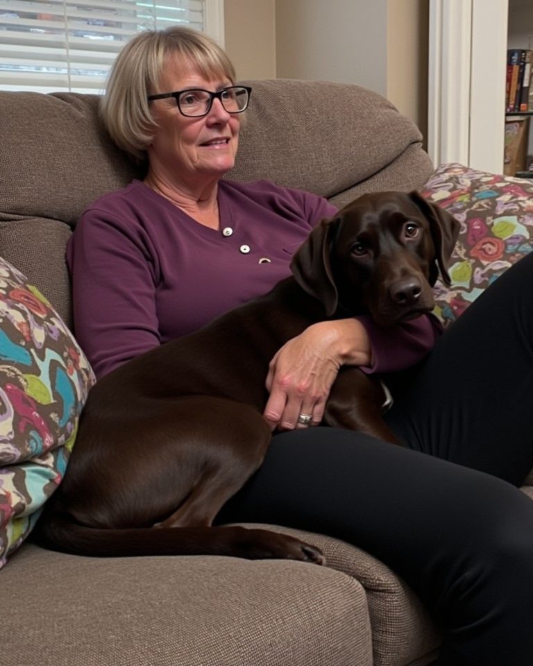 My mom let’s her big dog stay on the couch. I decided to teach her a true lesson