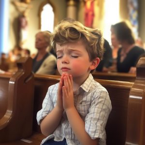 In church, a little orphan prays for his mother to come get him and says, “I’ll take you.” One day, he hears the story of the day.