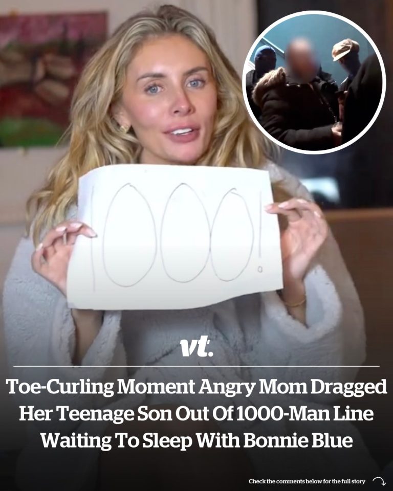 Toe-curling moment angry mom dragged her teenage son out of 1000-man line waiting to sleep with Bonnie Blue