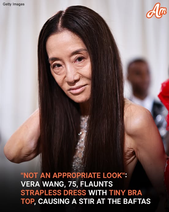 Vera Wang left people “lost for words” when she appeared in a revealing black and white gown at the BAFTAs