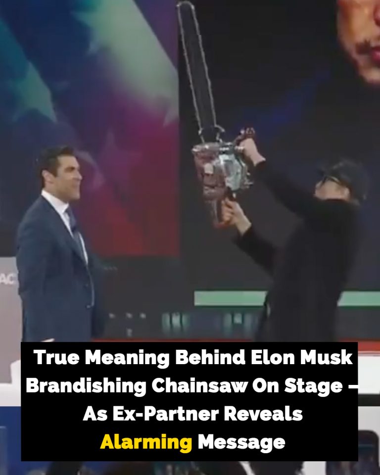 Elon Musk wields chainsaw on stage as ex sends him grim message