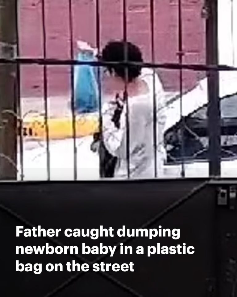 Father caught heartlessly dumping newborn baby wrapped in a plastic bag on street in Mexico