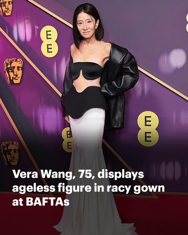 Vera Wang, 75, shows off her ageless looks as she slips into a racy strapless cut-out gown and edgy leather jacket at the BAFTAs