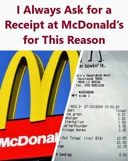 I Always Ask for a Receipt at McDonald’s for This Reason