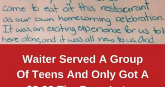 Waiter Served A Group Of aTeens And Only Got A $3.28 Tip. Days Later, This Note Shows Up