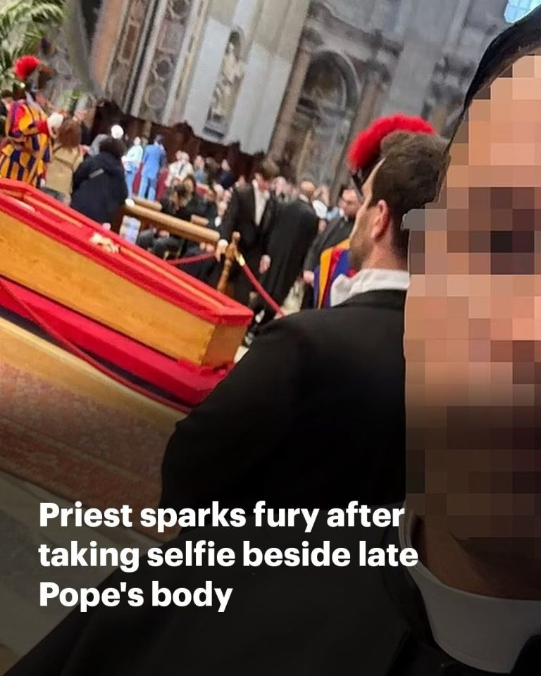 It’s holy inappropriate! PRIEST is the latest mourner to take a selfie beside the pope’s body – as fed-up Vatican cracks down on ‘bad taste’ photos