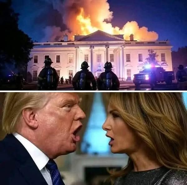30 Minutes Ago: U.S President Donald Trump and First Lady Melania Are On The Run as White House is Engulfed in Flames Moments ago, sending thick plumes of smoke into the skies above the nation’s capital.