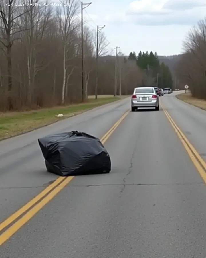 From a car speeding down the road, a strange-looking package was thrown out — and inside, something was struggling restlessly…