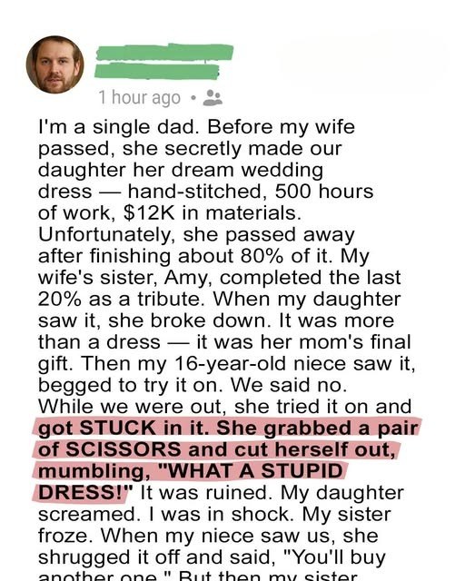 The Dress My Wife Made While Dying Was Destroyed—And My Niece Paid the Price