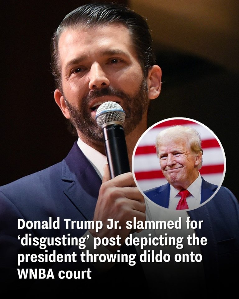 Donald Trump Jr. slammed for ‘disgusting’ post depicting the president throwing dildo onto WNBA court