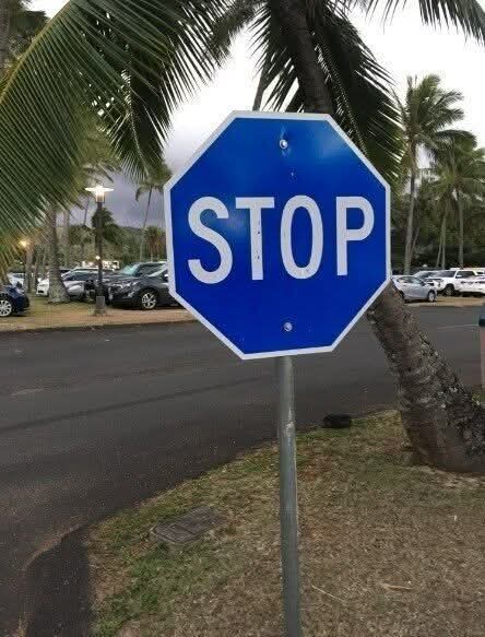 This is The Meaning Behind a Blue Stop Sign