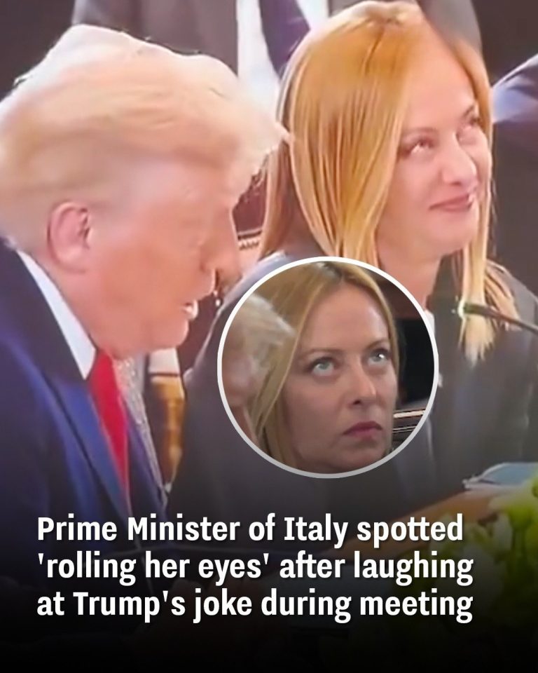 Prime Minister of Italy spotted ‘rolling her eyes’ after laughing at Trump’s joke during meeting