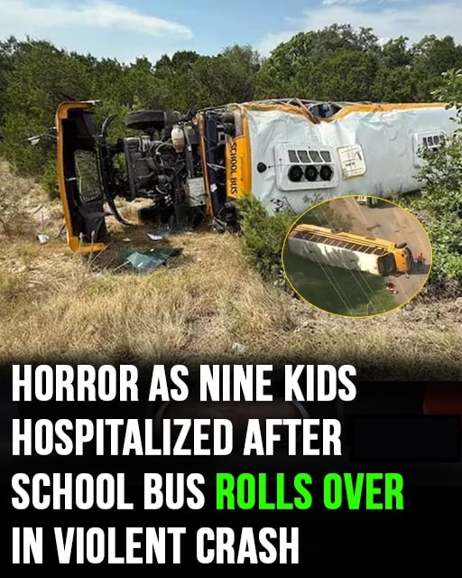Horror as Texas school bus carrying 42 students rolls over in violent crash