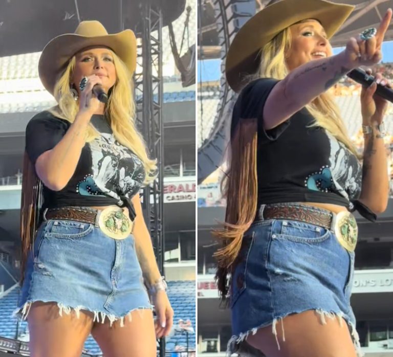 Miranda Lambert’s denim mini gave her an unexpected wardrobe mishap on stage, and the internet hasn’t stopped buzzing
