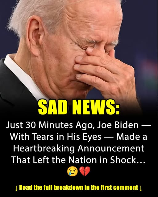Joe Biden with tears in his eyes make the sad announcement.