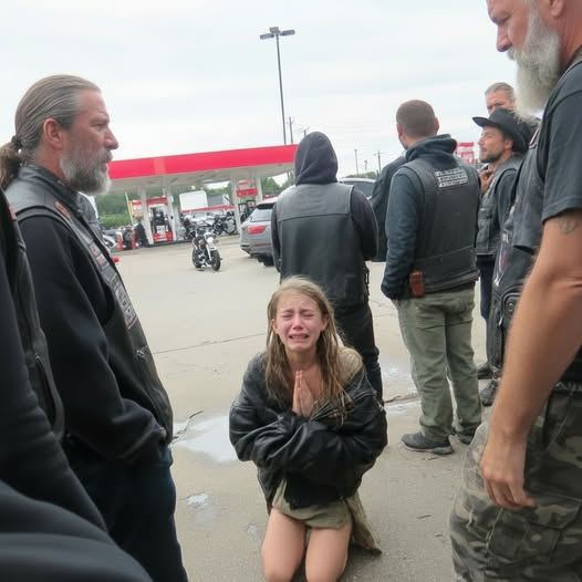 Bikers Surrounded The Crying Girl At The Gas Station And Everyone Called 911