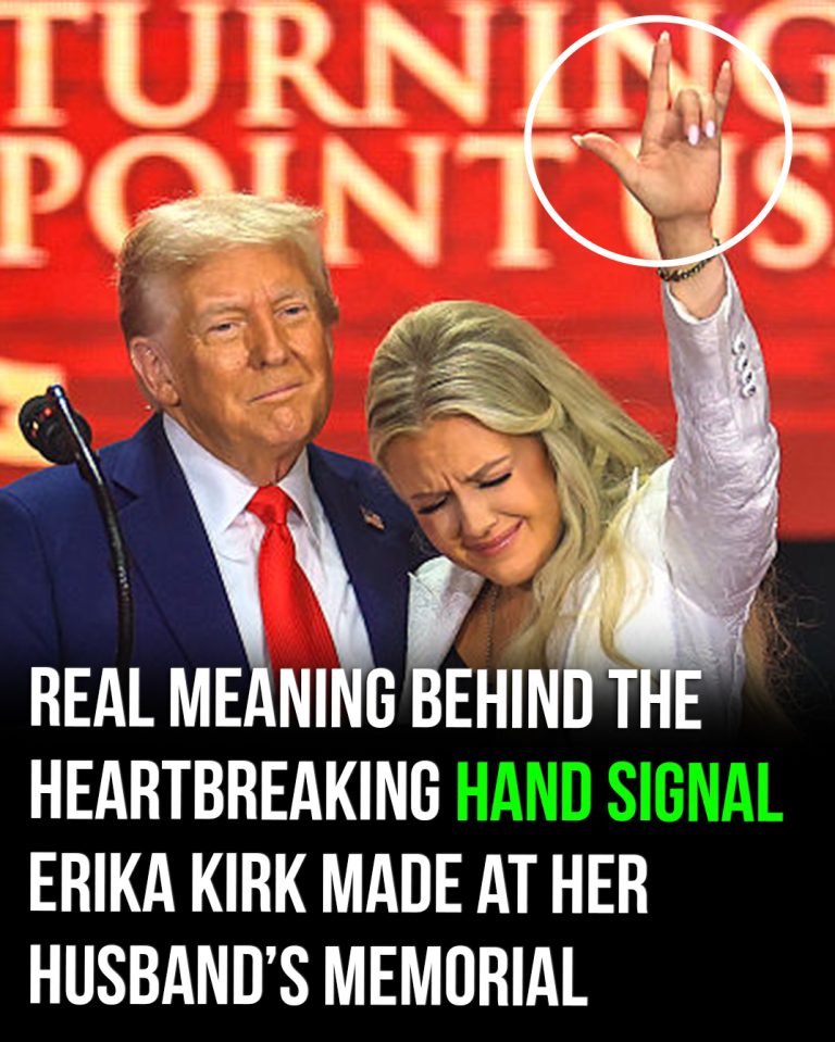 True meaning behind Erika Kirk’s heartbreaking hand signal to husband during memorial service