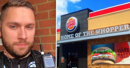 He had the ideal retort after a woman humiliates a police officer for eating lunch at Burger King while on duty.