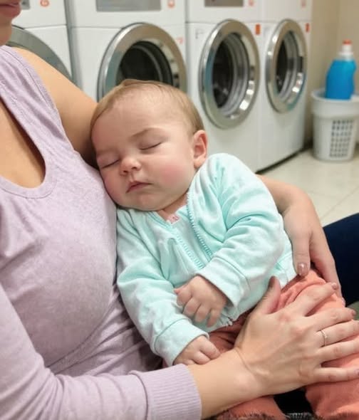 I Fell Asleep at the Laundromat with My Baby After a Night Shift – When I Woke Up and Opened the Washer, I Was Frozen in Place