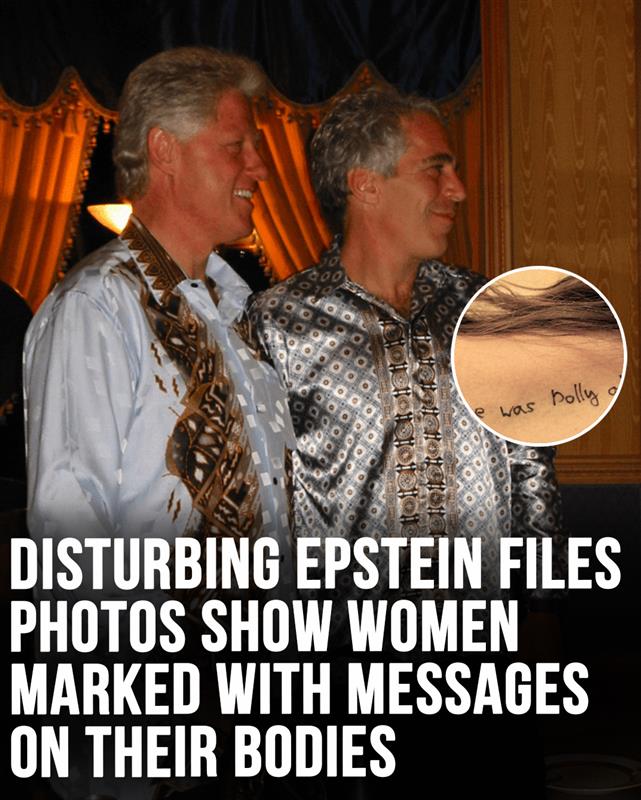 Disturbing Epstein files photos show women marked with messages on their bodies