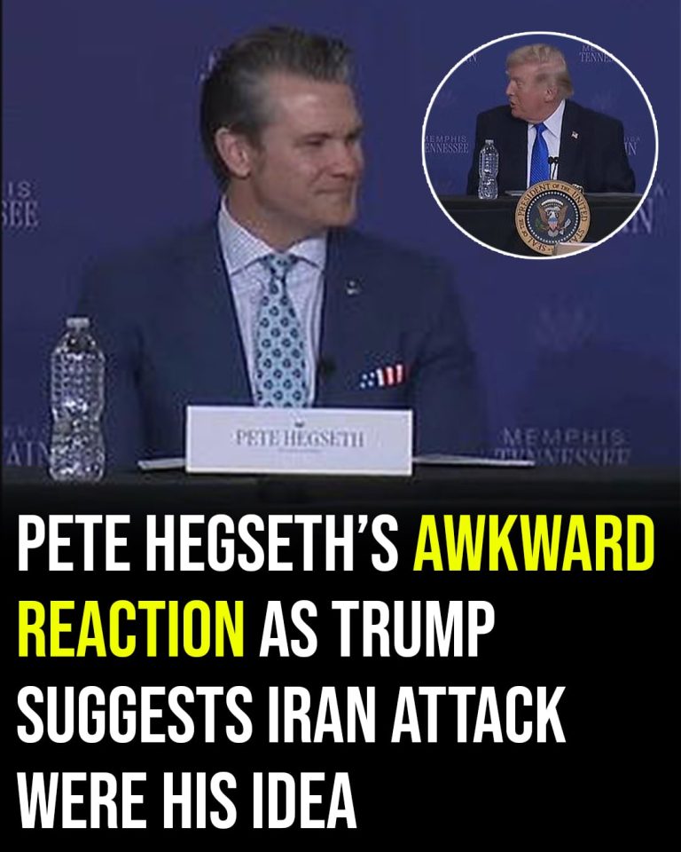 Pete Hegseths awkward reaction as Trump suggests the Iran war was his idea!