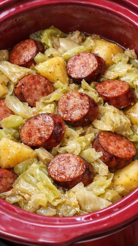 Slow Cooker 4-Ingredient Sausage and Cabbage