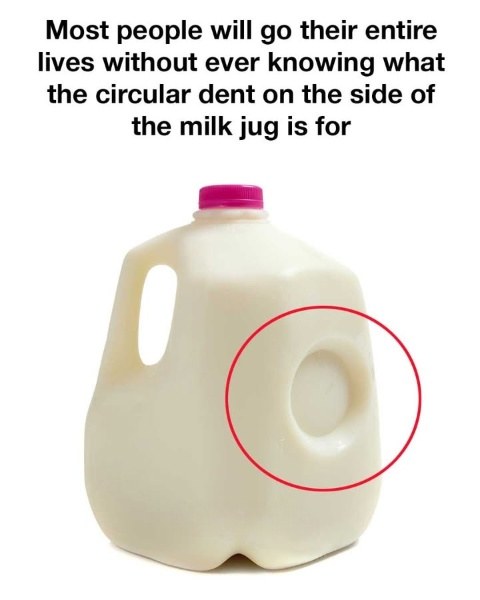 Purpose of the Circular Dent on Milk Jugs!