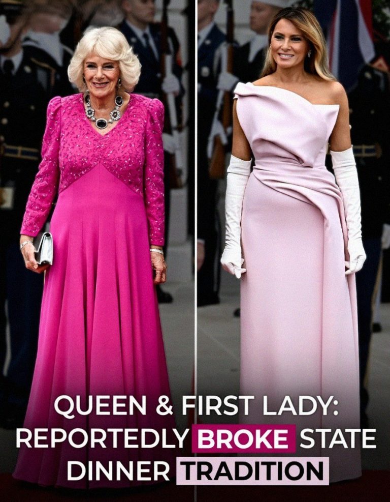 Melania Trump Stuns in Pale Pink Dress at State Dinner With King Charles III and Queen Camilla — Photos